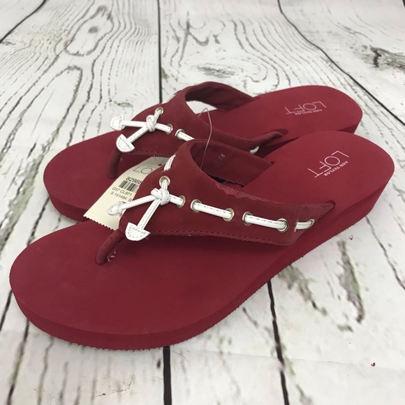 Ann Taylor Shoes - Ann Taylor Loft red flip flop sandal shoe slip on